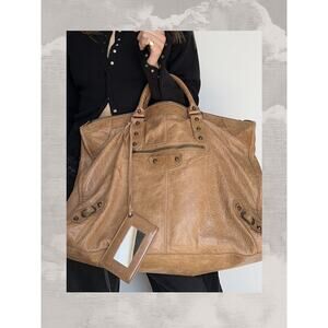 BALENCIAGA Weekender City Work Leather Motocross Classic Voyage Cognac Brown Y2K